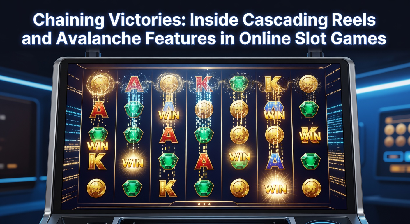 Schermafbeelding van een online gokkast met exploderende symbolen tijdens een cascading reels-reeks, nieuwe symbolen vallen naar beneden voor extra winstkansen