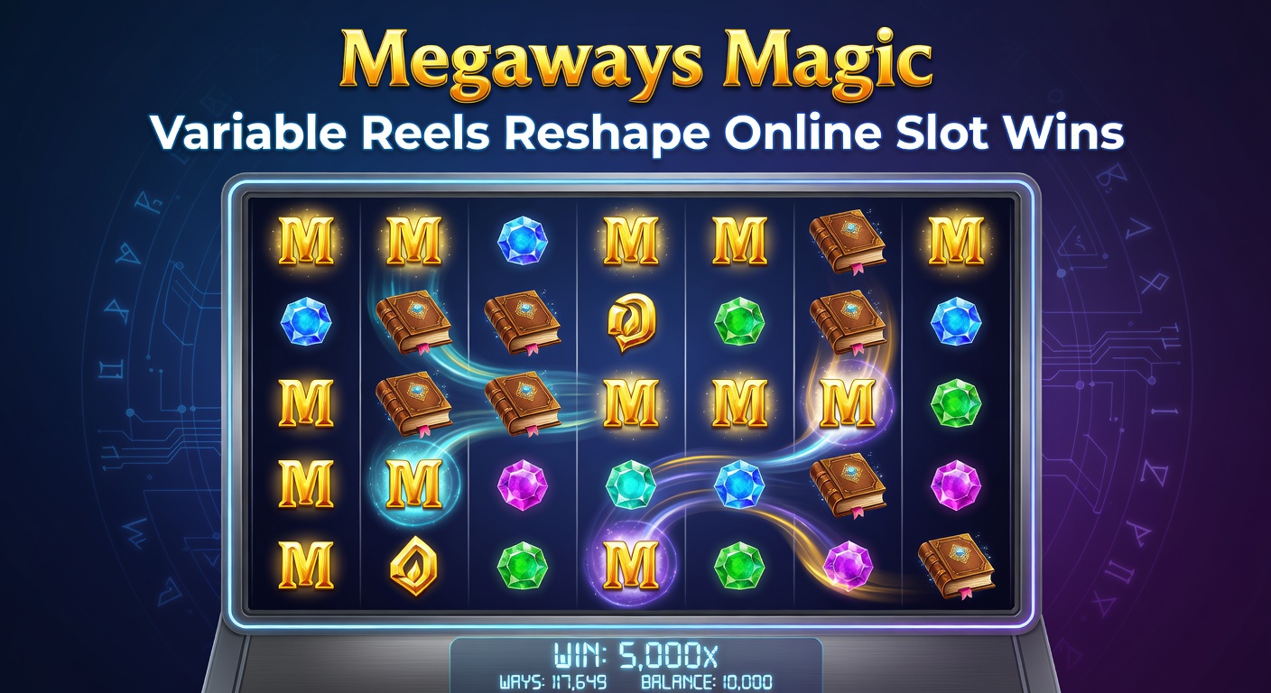 Dynamische Megaways rollen die symbolen laten vallen in een online gokkast, met talloze winlijnen zichtbaar