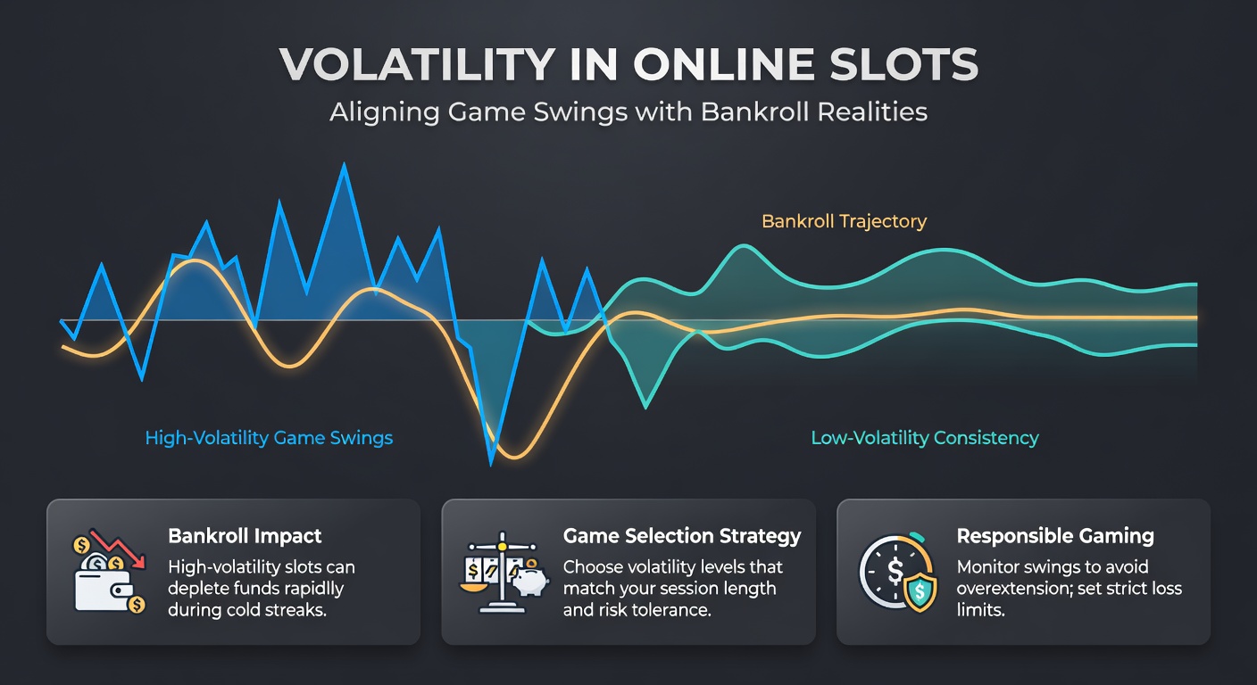 Voorbeeld van een bankrollgrafiek die volatiliteitsschommelingen toont tijdens een slotsessie