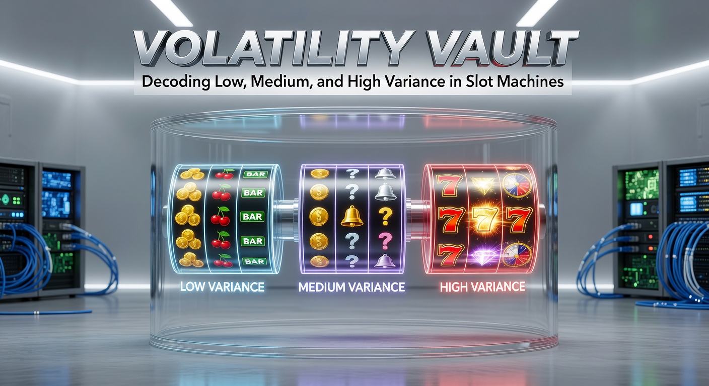 Grafiek die de volatiliteitniveaus in gokkasten illustreert, met lijnen voor lage, middel en hoge variantie