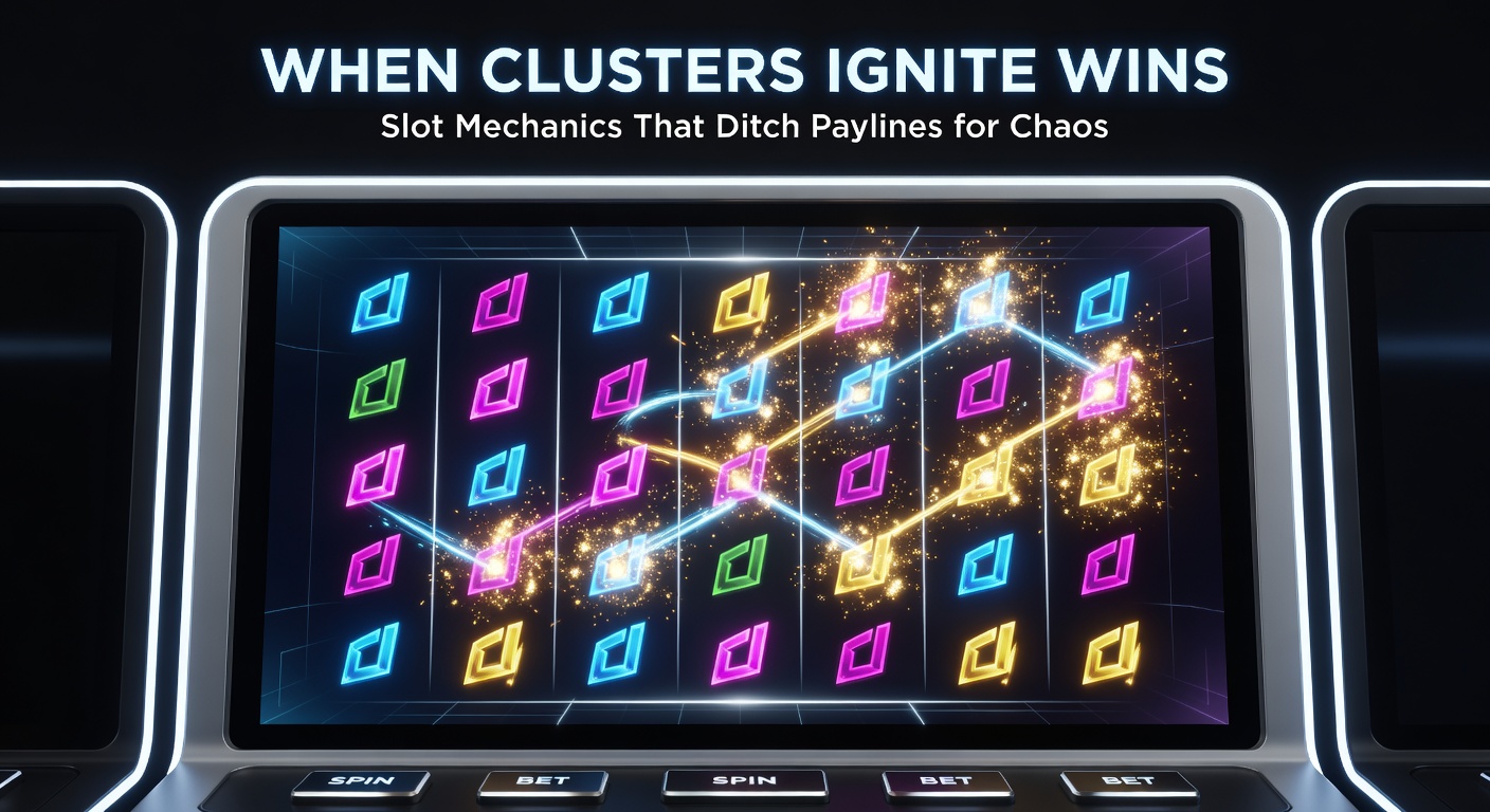 Dynamisch grid in een cluster pay slot met vallende symbolen en een groeiende multiplier tijdens een cascade reeks